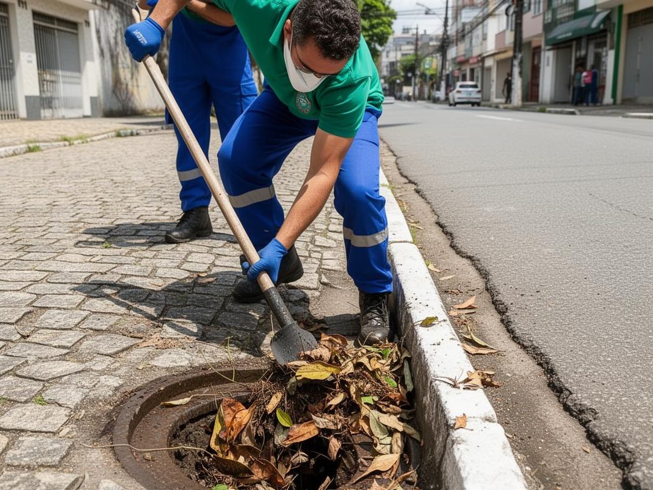 Limpeza de boca-de-lobo e calhas de águas pluviais em Aparecida Desentupimento de águas pluviais em Aparecida — Desentupidora Alkatec 24h
