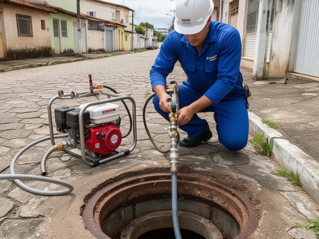 Desentupimento de esgoto residencial e predial em Aparecida Desentupimento de esgoto em Aparecida — Desentupidora Alkatec 24h